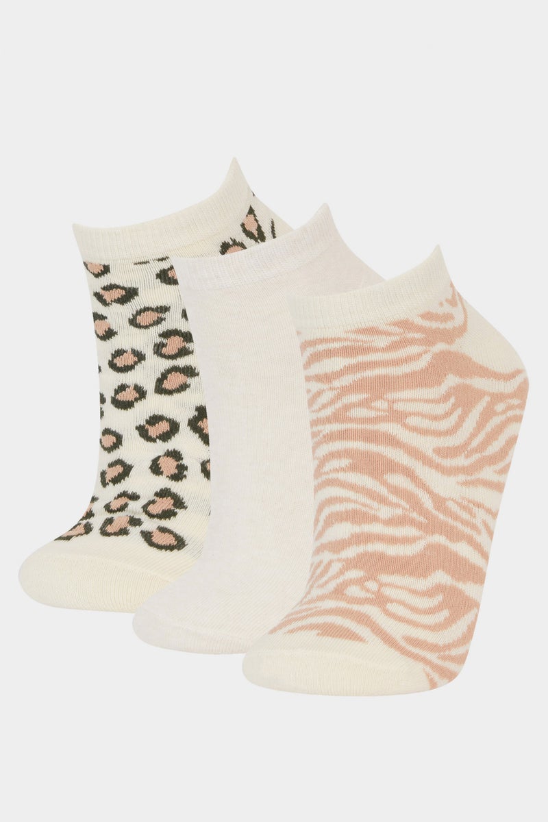 DeFacto Multicolour Woman Woman Animal Print 3 Piece Cotton Ankle Socks Casual - Image 1